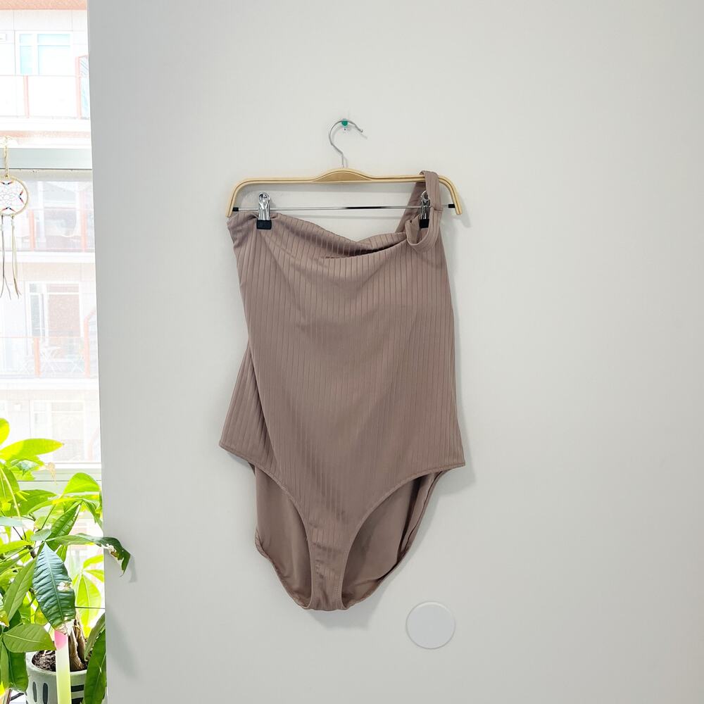 NEW Aerie Ribbed Shine One Shoulder One Piece Bathing Suit Size XXL - Picture 2 of 8